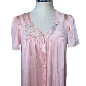 Vassarette Underneath It All Vintage robe with embroidered top lightweight sz M